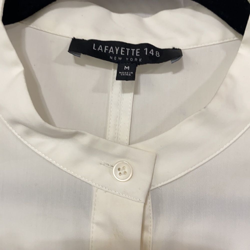 Lafayette 148  Cotton Bernice  Mandarin Collar Button Down Tunic‎ With Pockets M - Picture 7 of 11